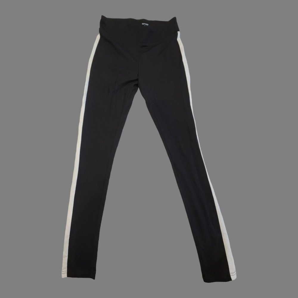 Kensie Slim Pant/Leggings Black with White side Strip Size Small